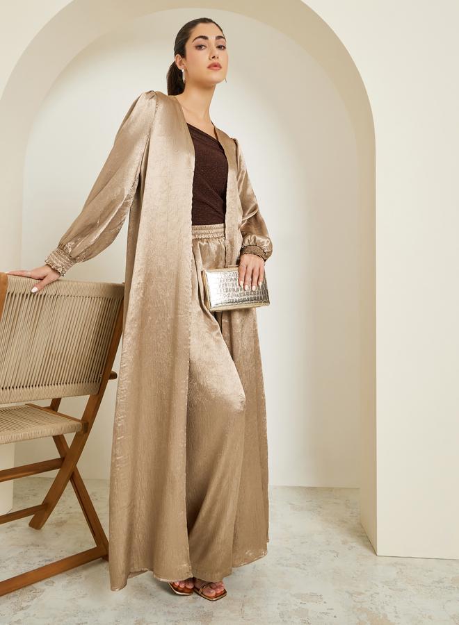 ستايلي طقم بنطال مع كيمونو ماكسي ساتان بقصة عادية - Image 4